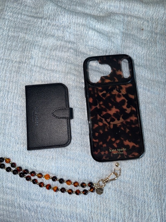 Amazon.com: kate spade new york iPhone 15 Case / 14/13  kate spade Brown Tortoiseshell Phone Case with Beaded Strap
